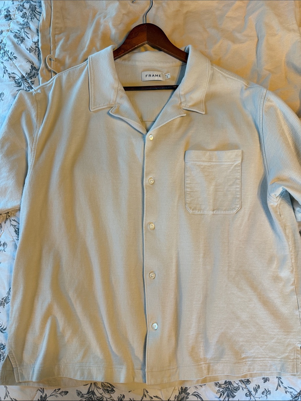 Frame Men’s Cream Short-Sleeve Camp Shirt